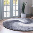 6 Ft Round Shag Area Rug – Abstract Swirl Pattern