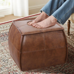 Leather Pouf Ottoman Footstool