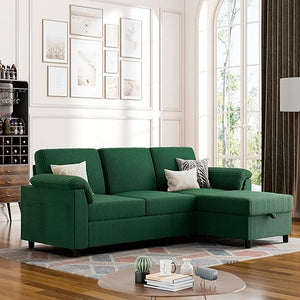 L-Shaped Sectional Sofa with Ottoman & Removable Pillows