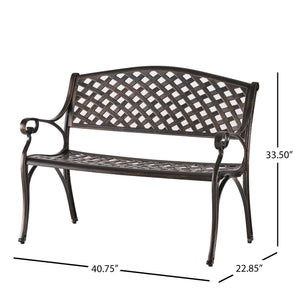 Outdoor Cast Aluminum Bench – Antique Copper