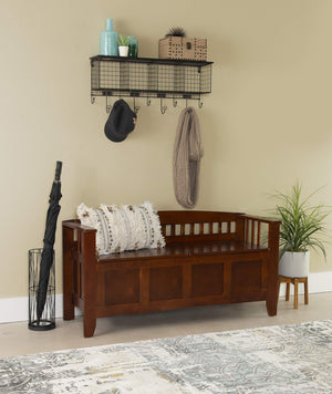 Split Seat Storage Bench with Walnut Finish