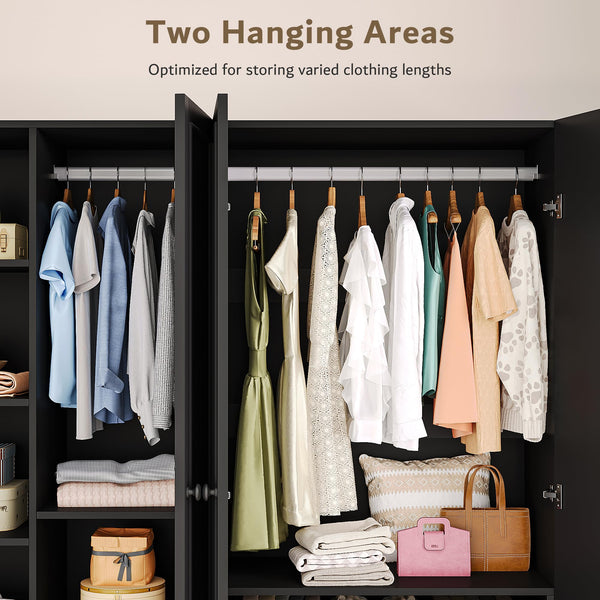 4-Door Wardrobe Closet with Drawers
