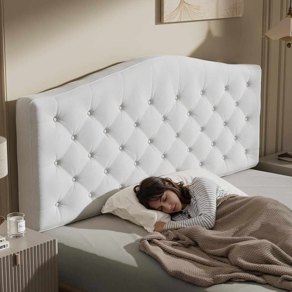 Tufted Upholstered Headboard – Queen & King | Chenille Fabric, 4" Cushion