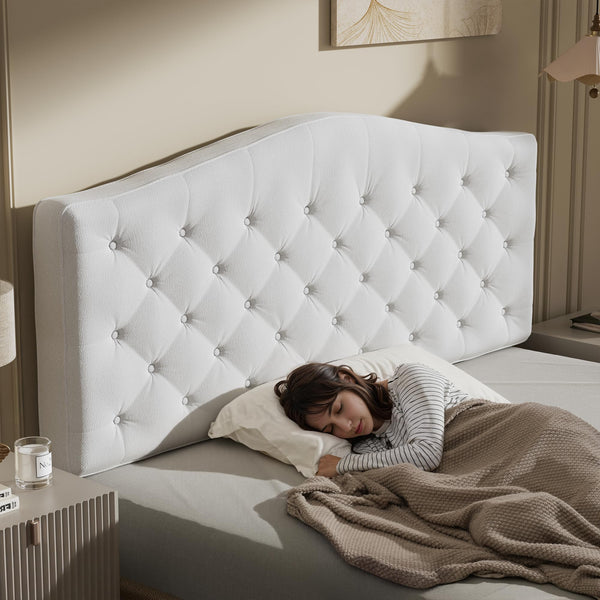 Tufted Upholstered Headboard – Queen & King | Chenille Fabric, 4" Cushion