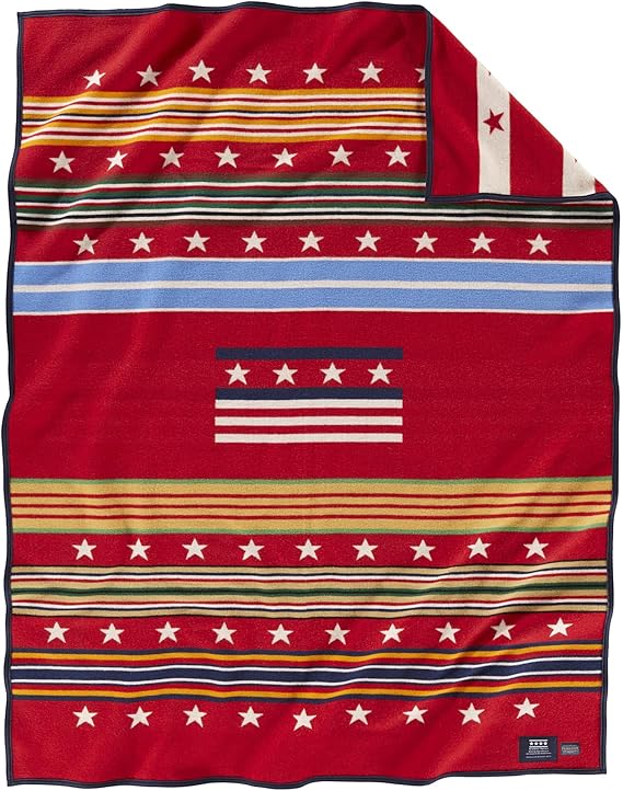 Wool Blend Jacquard Throw Blanket – Reversible, Felt-Bound, 64" x 80"