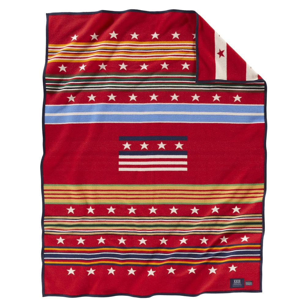 Wool Blend Jacquard Throw Blanket – Reversible, Felt-Bound, 64" x 80"