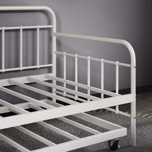 Twin Daybed and Trundle Frame Set – Steel Slat Support, White