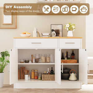 43" Sideboard Buffet Cabinet with Drawers and Adjustable Shelves