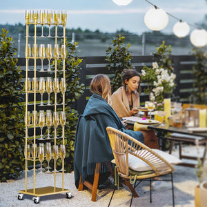 5-Tier Metal Champagne Wall Stand – 40-Glass Stemware Display Rack