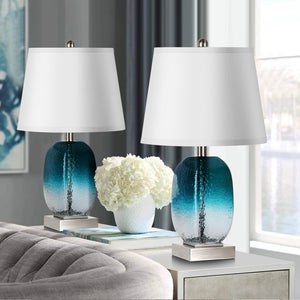 Touch Control Glass Table Lamp Set of 2 with USB Ports