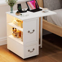 Rolling End Table with Charging Station & LED Lights