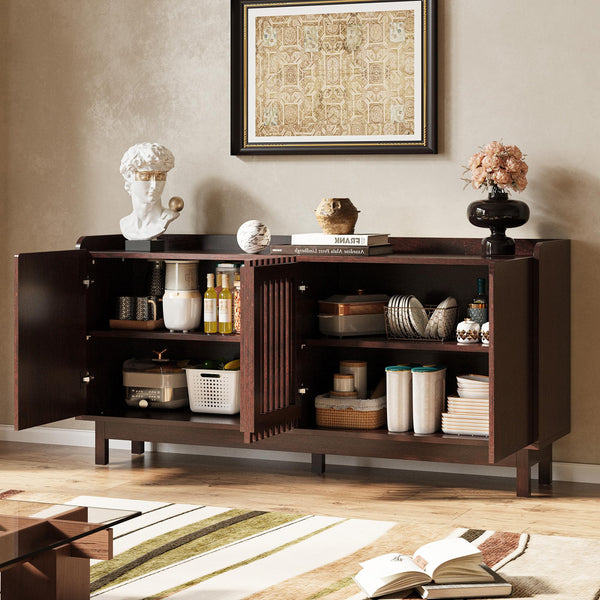 63-Inch Buffet Cabinet with Grille Doors and Adjustable Shelves