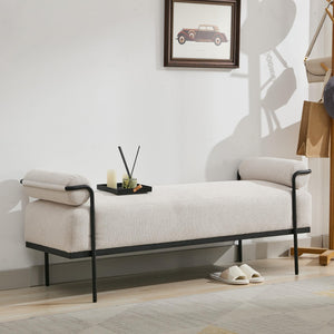Upholstered End of Bed Bench with Metal Legs