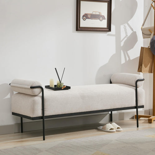 Upholstered End of Bed Bench with Metal Legs