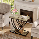 2-Tier Industrial End Table with Metal Frame