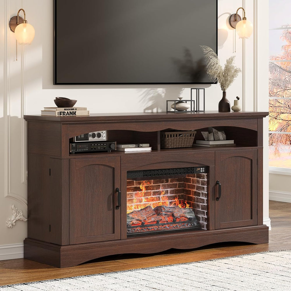 Farmhouse Fireplace TV Stand with 23" Electric Fireplace for TVs up to 65"