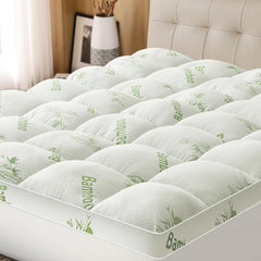 Bamboo Viscose Pillow Top Mattress Topper with Deep Pocket
