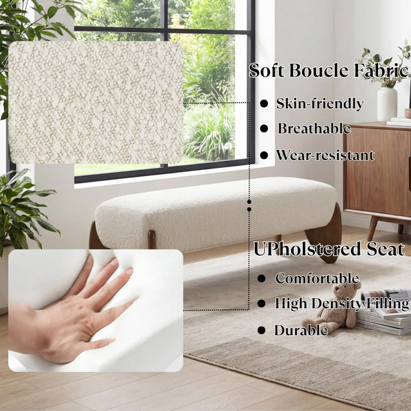 Upholstered Boucle Bedroom & Entryway Bench