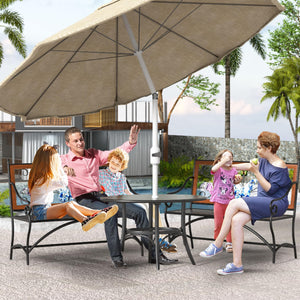 Outdoor Garden Bench with Armrest & Butterfly Pattern Backrest