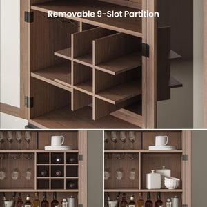 71" Tall Display China Cabinet with RGB LED & Glass Doors – Walnut