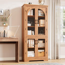 70" Tall Kitchen Pantry Cabinet with 4 Arched Glass Doors & Adjustable Shelves