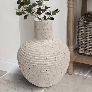 Large Rustic Floor Vase with Groove Texture