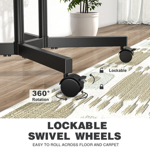 Rolling TV Stand with Wheels | Height Adjustable | Fits 32–75" TVs