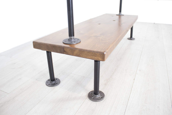 Industrial Pipe Clothing Rack with Wood Shelf