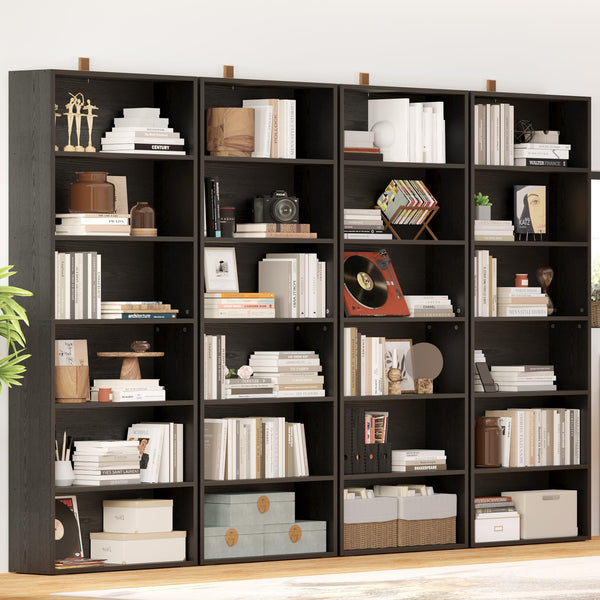 6-Tier Bookcase Set of 2, 70" Tall Floor Standing Bookshelf