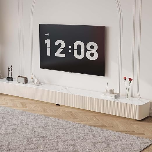 Modern TV Stand with Sintered Stone Top & Wood Drawers