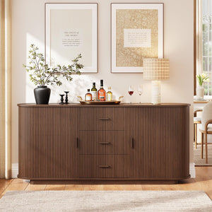 63" Fluted Sideboard Buffet Cabinet with 3 Drawers & 2 Doors