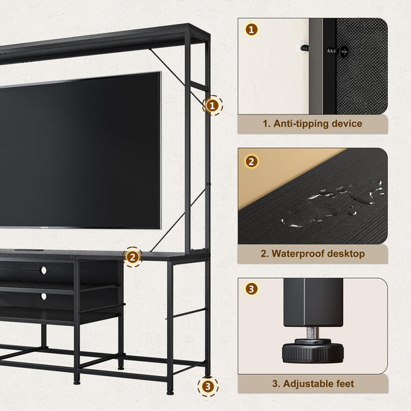 55" Entertainment Center with LED Lights & Power Outlets