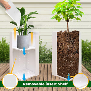 Tall Metal Outdoor Planter Box with Removable Shelf