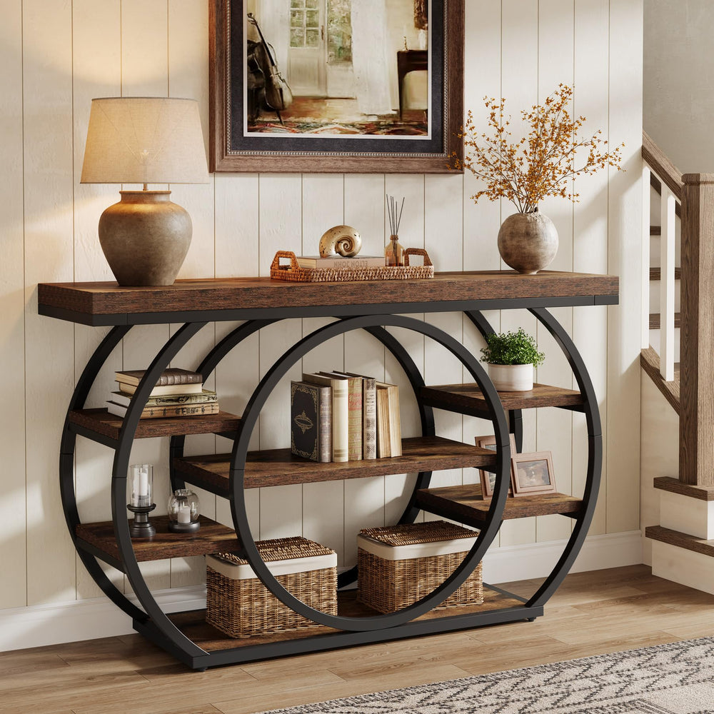 47" 5-Tier Console Table with Metal Frame
