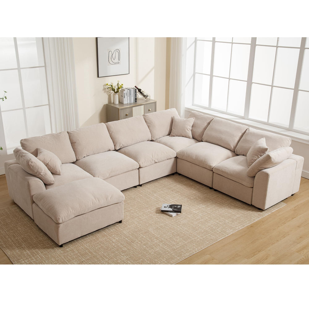 U-Shaped Modular Sectional Sofa with Ottoman – 7 Seat