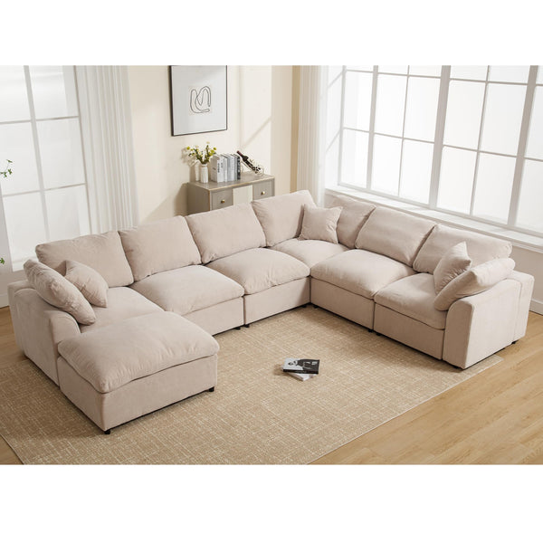 U-Shaped Modular Sectional Sofa with Ottoman – 7 Seat