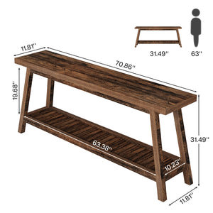 70.86-Inch 2-Tier Console Table – Farmhouse Entryway Sofa Table