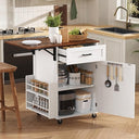 Rolling Kitchen Island with Drop Leaf & Storage