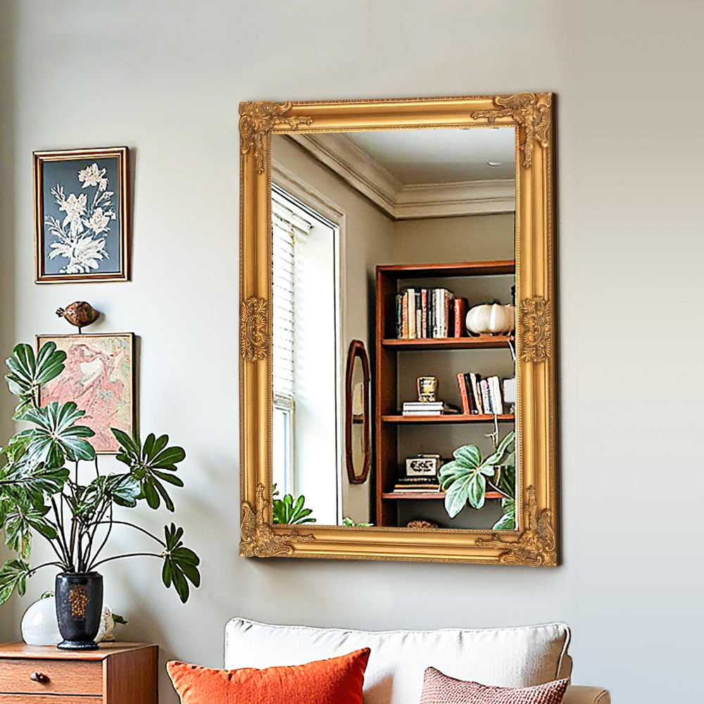 Baroque Gold Wall Mirror – Ornate Antique Rectangular Frame