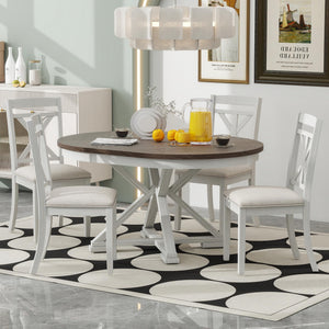 Round Extendable Dining Table Set for 4, 5-Piece