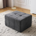 Square Chenille Pouf Ottoman with Foam Filling