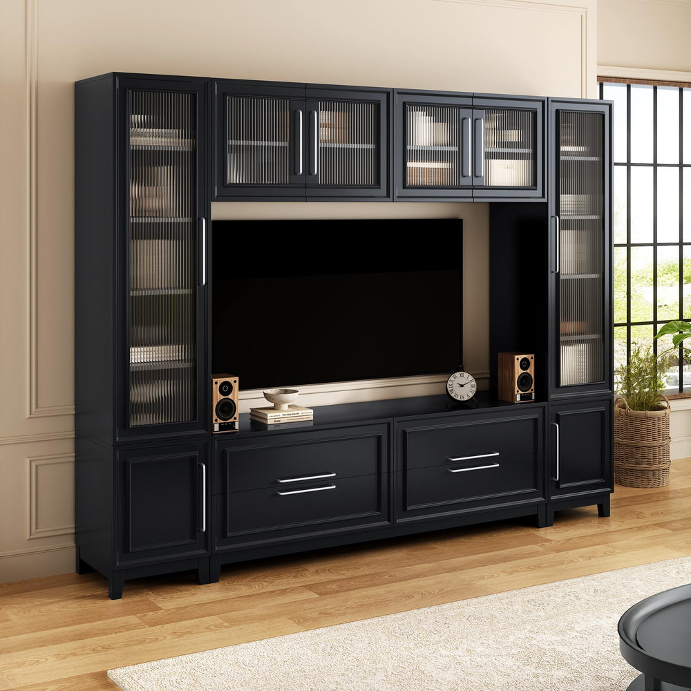 102" Wall Unit Entertainment Center with Glass Doors