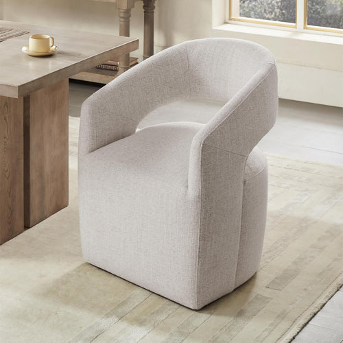 Upholstered Rolling Dining Chairs with Casters