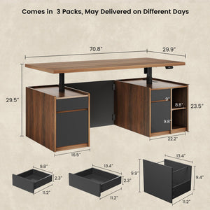 Electric Standing Desk with Drawers & Storage – 70.8" Adjustable Wood Executive Desk