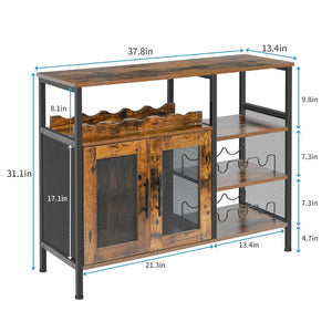 Wine Bar Cabinet with Glass Holder & Mesh Door