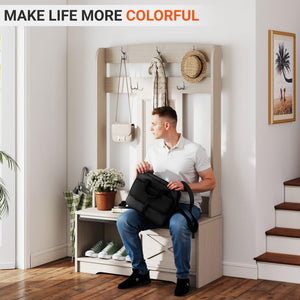 Hall Tree with Bench, Coat Hooks & Shoe Storage