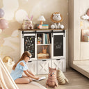 Kids Toy Storage Cabinet with Sliding Chalkboard & 3 Drawers