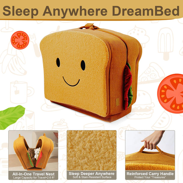 Toddler Travel Bed – Sandwich Style Foam Floor Crib with Safety Rails