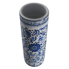 24" Floral Blue & White Porcelain Umbrella Stand