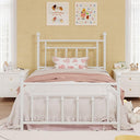 Metal Platform Bed Frame with Victorian Headboard & Footboard